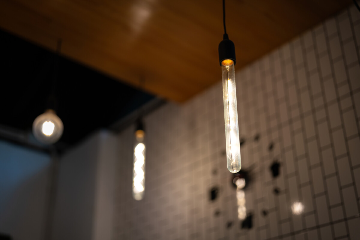 Ceiling lighting bulbs. Interior decoration.