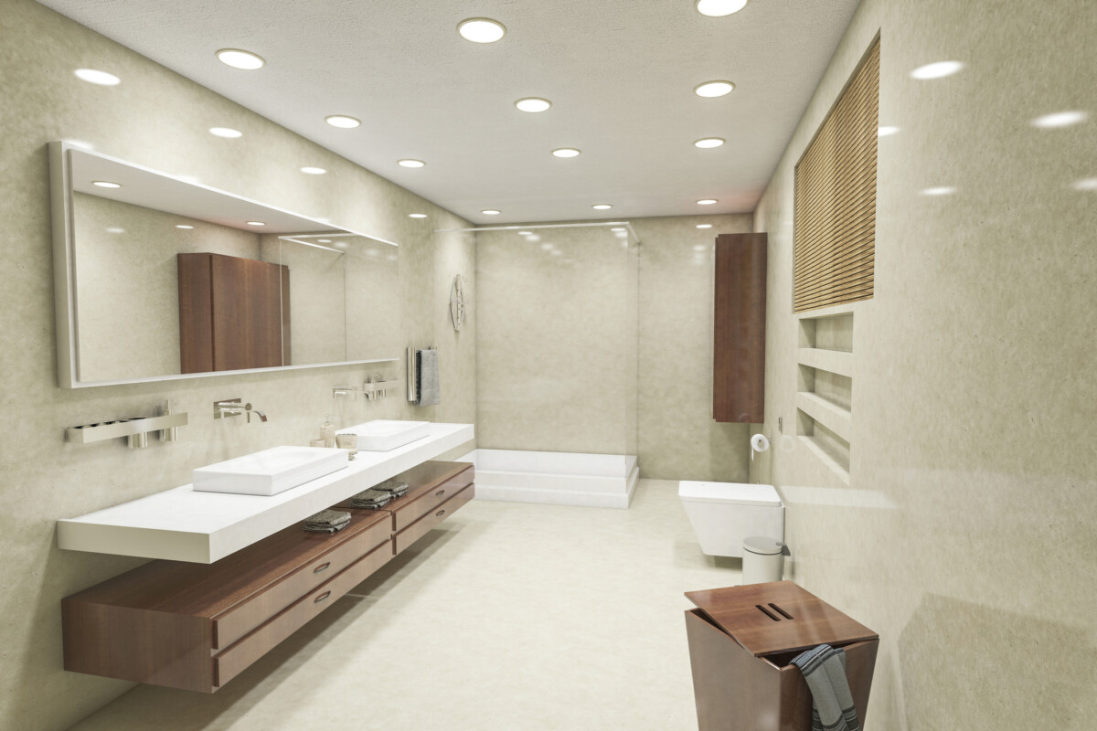 Modern Bathroom Interior spotlights